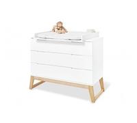 Commode à langer Bridge large Semi poli fin MDF uni laqué blanc massif frêne laqué clair