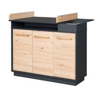 Commode À Langer Évolutive 3 Portes Et Compartiments Ouverts Lenn Anthracite / Chêne Artisan TU