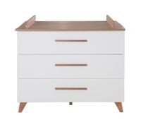 Roba Commode à langer Ole, matelas à langer amovible, 3 tiroirs, bois blanc/Reproduction sombre
