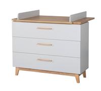 roba Commode à Langer "Caro" avec Plan Amovible - 3 Tiroirs à Fermeture Douce - Gris clair/Décor Bois (Chêne Doré)