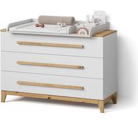 Commode à langer Livinity Mailo Blanc/Artisan XL avec 3 tiroirs, Model 59777