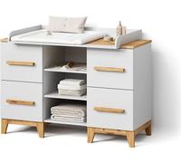 Commode à langer Livinity Mailo Blanc/Artisan XL avec 4 tiroirs, Model 59771