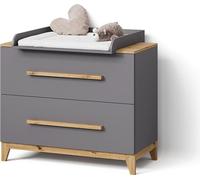 Commode à langer Livinity Mailo Gris/Artisan avec 2 tiroirs, Model 59775