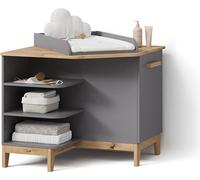 Commode à langer Livinity Mailo Gris/Artisan avec porte, Model 59784