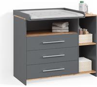 Commode à langer Livinity Torino Anthracite/chêne doré avec 3 tiroirs, Model 58766