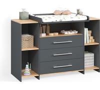Commode à langer Livinity Torino Anthracite/chêne doré avec 3 tiroirs, Model 58768