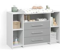 Commode à langer Livinity Torino blanc/gris XL avec tiroirs, Model 58929