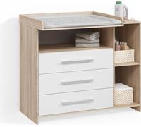 Commode à langer Livinity Torino Blanc/Sonoma avec tiroirs, Model 58907