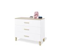 Commode à langer Pinolino modèle "Lumi", large, avecReproduction uni, blanc et chêne, avec structure en bois massif