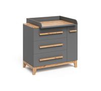 Commode à langer Vitalispa Malia Gris 98x98cm avec 1 porte & 3 tiroirs, Model 60580