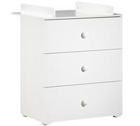 Commode bébé | Commode 3 tiroirs | Plan à Langer Inclus | Boutons Boule Blanc Basic | 76 x 97 x 66 cm | Fabriqué en France | Babyprice par Sauthon