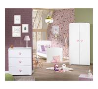 Baby Price – Commode à langer New Basic – 3 tiroirs – Boutons cœur roses