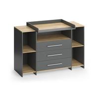 Commode à langer Vicco Oskar Anthracite/chêne doré 143.2x93cm avec 3 tiroirs, Model 55593