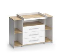 Commode à langer Vicco Oskar Chêne blanc/force de l'or 143.2x93cm avec 3 tiroirs, Model 55594