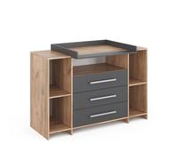 Commode à langer Oskar, 143x100cm XL avec tiroirs, Anthracite/Sonoma, Vicco 40348