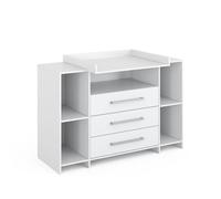 Commode à langer Vicco Oskar Blanc 143x100cm XL avec tiroirs, Model 40342
