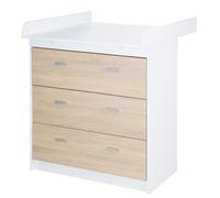 Commode À Langer Roba Gabriella - 3 Tiroirs - Bicolore - Marque Roba - Aspect Bois De Chêne - Blanc Blanc