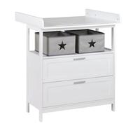 roba Commode à Langer Hamburg 2 Tiroirs - avec Plan Amovible + 2 Boîtes de Rangement en Toile - Fixation Murale Incluse - Convertible en Commode de Salon / Blanc