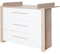 Commode à Langer, ROBA Malo, 3 Tiroirs, Chêne Clair/Blanc, H 98 x L 112 x P 75,5/40 cm