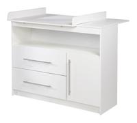 roba Commode à Langer "Maren" avec Plan Amovible - 2 Tiroirs 1 Porte et 1 Compartiment Ouvert - Fermeture Douce - Blanc