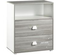 Baby Price – Commode à langer Smile – 2 tiroirs, 1 niche, plan à langer inclus – Chêne Silex