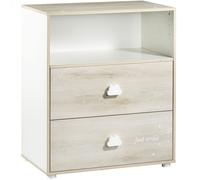 BABY PRICE Commode bébé | Commode 2 tiroirs et 1 Niche | Plan à Langer Inclus | Smile | 76 x 97 x 66cm | Fabriqué en France | Babyprice par Sauthon