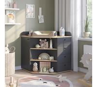Commode à langer Vicco Aria Anthracite 85x90cm avec étagères et 4 tiroirs, Model 59340