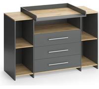 Commode à langer Vicco Oskar Anthracite/chêne doré 143.2x93cm avec 3 tiroirs, Model 55593