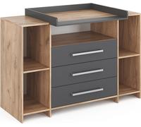 Commode à langer Vicco Oskar Anthracite/Sonoma 143x100cm XL avec tiroirs, Model 40348
