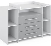 Commode à langer Vicco Oskar blanc/gris 143x100cm XL avec tiroirs, Model 40349