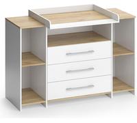 Commode à langer Vicco Oskar Chêne blanc/force de l'or 143.2x93cm avec 3 tiroirs, Model 55594