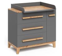 Commode à langer Vitalispa Malia Gris 98x98cm avec 1 porte & 3 tiroirs, Model 60580