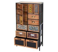 Commode À Pharmacie Hwc-L38, Armoire À Tiroirs Commode Étagère Tiroirs, Métal Sapin Bois, Vintage Shabby-Look 120x62x33cm Multicolore