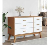 Commode à tiroirs - Armoire à tiroirs OLDEN blanc et de pin solide - vidaXL - Marron - bois - 111 x 42 x 73,5 cm - blanc et marron|