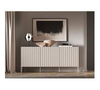 Commode à trois portes avec façades cannelées - DERRIVA - 170 cm - beige clair