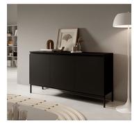 Commode à trois portes - BEMMI - 150 cm - noir avec pieds noirs