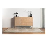 Selsey Commode Armoire 140 cm Porte À Lamelles 3 Tiroirs sur Pieds en Bois Meuble De Rangement Chêne Huilé Nolie