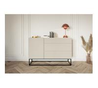 Commode à une porte - VELDIO - 140 cm - grège avec pieds noirs