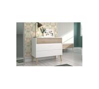 Commode - AALBORG - 3 tiroirs - Blanc - Style scandinave - 90,8 x 40 x 77,5 -