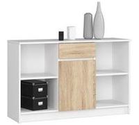 Akord Commode 1 tiroir 1 porte - Blanc chêne Sonoma