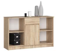 Commode AKORD B17 Chêne Sonoma 120 cm 1 porte 1 tiroir façade Chêne Sonoma 6 étagères 120x40x77 cm