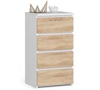 Commode AKORD CL4 Blanche 40 cm 4 tiroirs façade Chêne Sonoma 40x35x74 cm