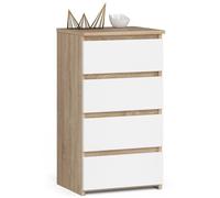 Commode AKORD CL4 Chêne Sonoma 40 cm 4 tiroirs façade Blanche 40x35x74 cm