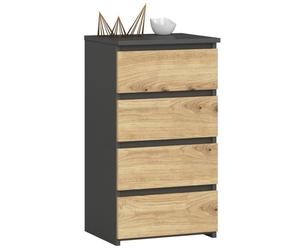 Commode AKORD CL4 Gris Graphite 40 cm 4 tiroirs façade Chêne Artisan 40x35x74 cm