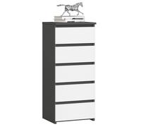 Commode AKORD CL5 Gris Graphite 40 cm 5 tiroirs façade Blanche 40x35x92 cm