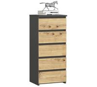 Commode AKORD CL5 Gris Graphite 40 cm 5 tiroirs façade Chêne Artisan 40x35x92 cm