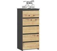 Commode AKORD CL5 Gris Graphite 40 cm 5 tiroirs façade Chêne Artisan 40x35x92 cm Gris Graphite / Chêne Artisan