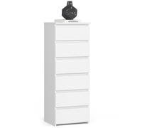 Commode AKORD CL6 Blanche 40 cm 6 tiroirs façade Blanche 40x35x109 cm