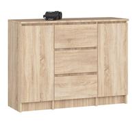 Commode AKORD K100 Chêne Sonoma 101 cm 2 portes 3 tiroirs façade Chêne Sonoma 4 étagères 101x35x76 cm