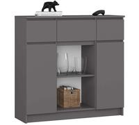 Akord Commode 2 portes 3 tiroirs - Gris graphite